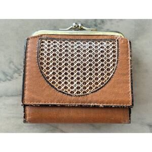 Vintage Princess Gardner Wallet Coin Card purse Brown Top Grain Cowhide Boho MCM